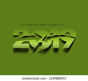 Happy New Year 2019 text design, Vector 