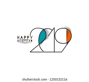 Happy New Year 2019 text design, Vector 