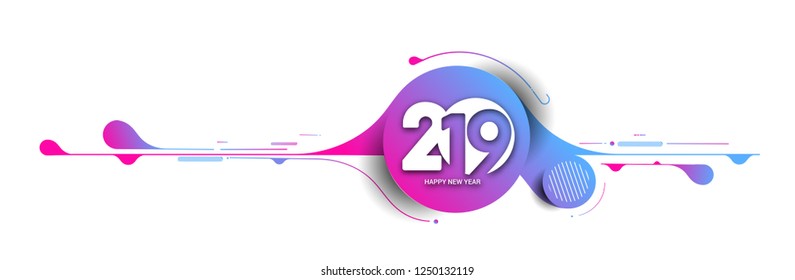 Happy New Year 2019 text design, Vector 
