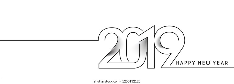 Happy New Year 2019 text design, Vector 