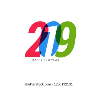 Happy New Year 2019 text design, Vector 