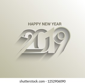 Happy New Year 2019 text design, Vector 