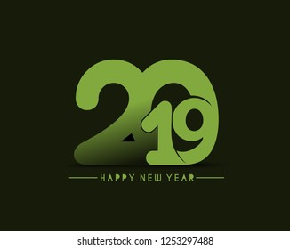 Happy New Year 2019 text design, Vector 
