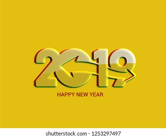 Happy New Year 2019 text design, Vector 