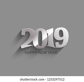 Happy New Year 2019 text design, Vector 