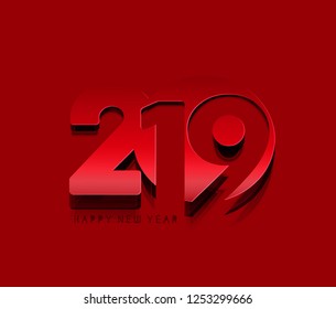 Happy New Year 2019 text design, Vector 