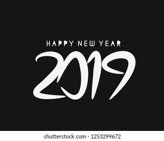 Happy New Year 2019 text design, Vector 