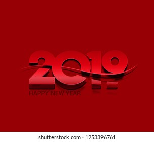 Happy New Year 2019 text design, Vector 