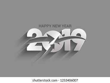Happy New Year 2019 text design, Vector 