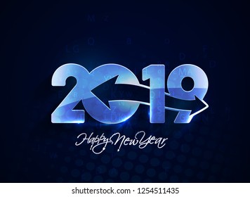 Happy New Year 2019 text design, Vector 