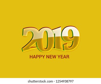 Happy New Year 2019 text design, Vector 