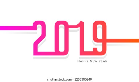 Happy new year 2019 text design elements for new year celebration cards, holidays, decorations & party flyers. Vector Illustration background card for happy new year 2019. Colorful 2019 text .