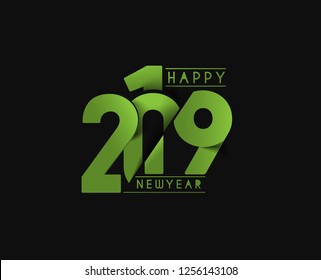 Happy New Year 2019 text design, Vector Illustration.