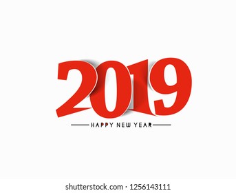 Happy New Year 2019 text design, Vector Illustration.