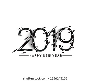 Happy New Year 2019 text design, Vector Illustration.