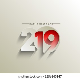 Happy New Year 2019 text design, Vector Illustration.