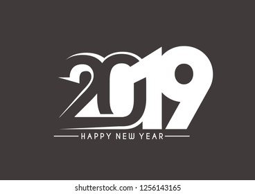 Happy New Year 2019 text design, Vector Illustration.