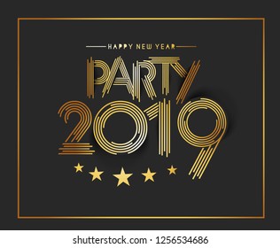 Happy New Year 2019 text design, Vector 