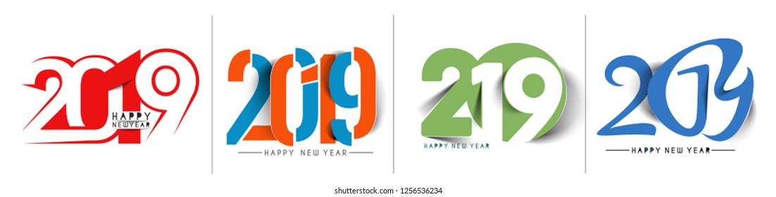 Happy New Year 2019 text design, Vector 