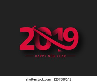 Happy New Year 2019 text design, Vector 