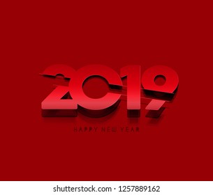Happy New Year 2019 text design, Vector 