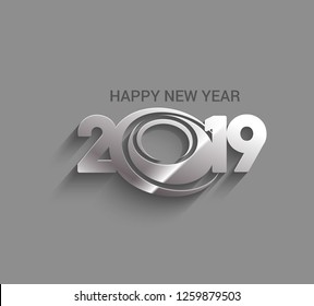 Happy New Year 2019 Text Design  Patter, Vector illustration.