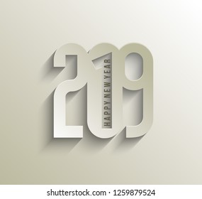 Happy New Year 2019 Text Design  Patter, Vector illustration.