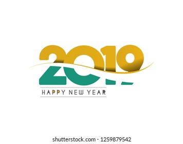 Happy New Year 2019 Text Design  Patter, Vector illustration.
