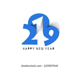 Happy New Year 2019 Text Design  Patter, Vector illustration.