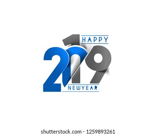 Happy New Year 2019 Text Design  Patter, Vector illustration.