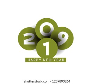 Happy New Year 2019 Text Design  Patter, Vector illustration.