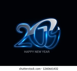 Happy New Year 2019 text design, Vector 
