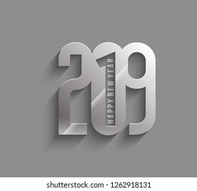 Happy New Year 2019 Text Design  Patter, Vector illustration.