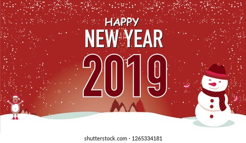 happy New Year 2019 text design. Vector greeting illustration - Vector