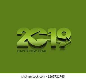 Happy New Year 2019 Text Cut Paper Design Patter, Vector illustration.