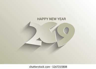 Happy New Year 2019 Text Design   , Vector illustration.