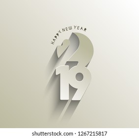 Happy New Year 2019 Text Design   , Vector illustration.