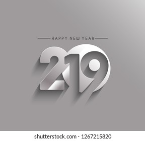 Happy New Year 2019 Text Design   , Vector illustration.