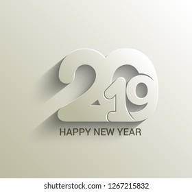 Happy New Year 2019 Text Design   , Vector illustration.