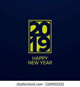 Happy New Year 2019 text design. Cover of business diary for 2019 with wishes. Brochure design template, card, banner. Vector illustration.