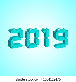 Happy New Year 2019 text design. Vector illustration of numbers.