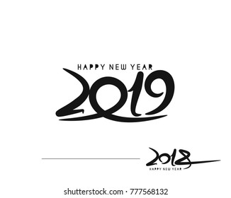 Happy New Year 2019 Text Design  Patter, Vector illustration.