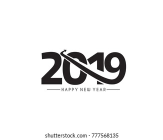 Happy New Year 2019 Text Design  Patter, Vector illustration.