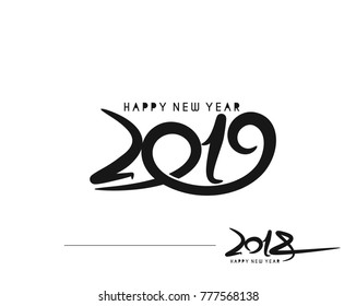 Happy New Year 2019 Text Design  Patter, Vector illustration.