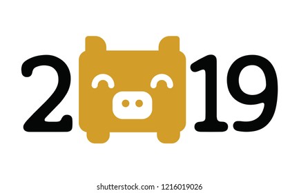 Happy New Year 2019. Typography logo vector design.