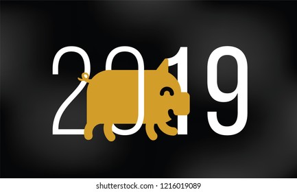 Happy New Year 2019. Typography logo vector design.