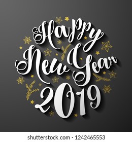 Happy new year 2019 typography symbol