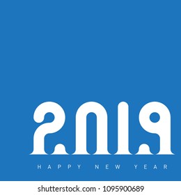 Happy new year 2019. Universal Vector background with cropped design element. Creative greeting card design template.