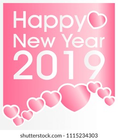 happy new year 2019, vector with background cream love theme for greeting card or poster