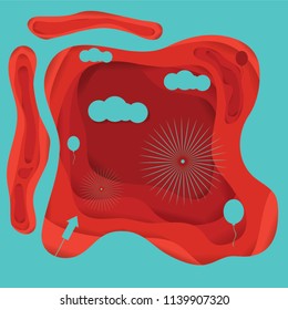 Happy new year 2019 vector background paper cut layers illustration emblem isolated concept for website , banners, fiyer, posters, holiday greeting card